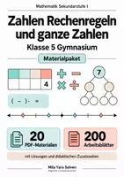 Vorschau - Arbeitsblätter - Zahlen Rechenregeln und ganze Zahlen Klasse 5 Gymnasium | Materialpaket | 20 PDFs mit 200 Arbeitsblättern - Deckblatt
