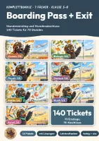 Vorschau - Arbeitsblätter - Stundeneinstieg und Stundenabschluss Klasse 5–8 | 140 Tickets mit Lösungen | 7 Fächer | Boarding Pass + Exit-Ticket Komplettbundle - Deckblatt