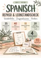 Vorschau - Arbeitsblätter - Spanisch A1/A2 MEGA-BUNDLE | 113 Arbeitsblätter für Wiederholung, Lernstandsdiagnose & Grammatik | Sek I - Deckblatt