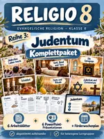 Vorschau - Unterrichtsreihen - RELIGIO 8 – Judentum | Komplettpaket mit 6 ABs, 6 PPPs & Förderwochenplänen - Deckblatt