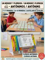 Vista previa - Hojas de trabajo - PACK ANTÓNIMOS / PACK ANTÒNIMS: Flipbook + Juego Memoria (Castellano & Catalán) - Portada