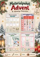 Vorschau - Stundenentwürfe - Advent – Materialpaket mit 4 Materialien | Lesespur, Lies und Male, Würfelgeschichte & Leseaufgaben - Deckblatt