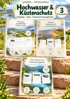Vorschau - Unterrichtsreihen - Hochwasser & Küstenschutz – 3 große Lernwerkstätten Geografie & Erdkunde | Starkregen, Überschwemmungen, Ebbe & Flut, Deiche, Seen, Stauseen & Gewässerschutz | Arbeitsblätter mit Lösungen - Deckblatt
