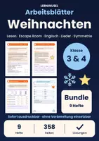 Vorschau - Arbeitsblätter - Weihnachten Klasse 3 und 4 Bundle | Lesen, Rechnen, Escape Room, Englisch, Lieder, Rätsel - Deckblatt