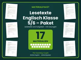 Vorschau - Arbeitsblätter - Lesetexte Englisch Klasse 5/6 – Paket - Deckblatt