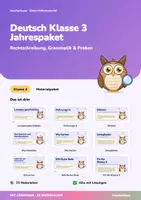 Vorschau - Arbeitsblätter - Deutsch Klasse 3 Jahrespaket | Rechtschreibung, Wortarten, Satzglieder & Proben | Lernwerkstätten + Lernzielkontrollen Grundschule | mit Lösungen - Deckblatt