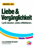 Vorschau - Arbeitsblätter - Liebe und Vergänglichkeit | 5 Klausuren Deutsch Q2 | Gedichtanalyse, Gedichtvergleich, Erörterung und Schreiben - Deckblatt
