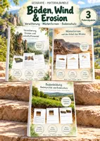 Vorschau - Unterrichtsreihen - Böden, Wind & Erosion – 3 große Lernwerkstätten Geografie & Erdkunde | Verwitterung, Landschaftswandel, Wüstenformen, Bodenbildung & Bodenschutz | Arbeitsblätter mit Lösungen - Deckblatt