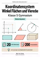 Vorschau - Arbeitsblätter - Koordinatensystem Winkel Flächen und Vierecke Klasse 5 Gymnasium | Materialpaket | 20 PDFs mit 200 Arbeitsblättern - Deckblatt