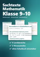 Vorschau - Arbeitsblätter - Sachtexte Mathematik Klasse 9–10 Mittelschule – Materialpaket mit 9 Lernbereichen, Erarbeitungstexte in drei Niveaustufen - Deckblatt