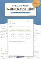 Vorschau - Arbeitsblätter - Winter Mathe Paket | Zahlenraum 20, 100 und 1000 | Minihefte, Lerntheke und Rechenmalblätter | Klasse 1-4 | 5 Materialien mit Lösungen | Winteraterialpaket - Deckblatt