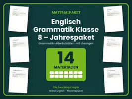 Vorschau - Arbeitsblätter - Englisch Grammatik Klasse 8 – Jahrespaket - Deckblatt