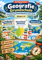 Vorschau - Unterrichtsreihen - Geografie Grundschule | Kartenkunde, Deutschland & unsere Erde – Klasse 3–4 - Deckblatt