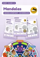 Vorschau - Mal- und Bastelvorlagen - Mandala Herbst, Halloween & Winter: 36 Ausmalbilder in 3 Stufen | Saison-Sparpaket Kunst Klasse 1–4 - Deckblatt
