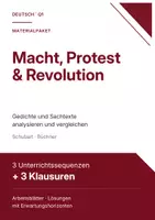 Vorschau - Stundenentwürfe - Materialpaket Deutsch Q1: Macht, Protest & Revolution – 3 Unterrichtssequenzen und 3 Klausuren mit Erwartungshorizont - Deckblatt