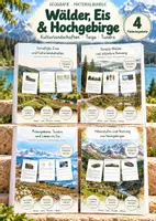 Vorschau - Unterrichtsreihen - Wälder, Eis & Hochgebirge – 4 große Lernwerkstätten Geografie & Erdkunde | Gemäßigte Zone, Taiga, Tundra, Polargebiete, Klimazonen, Höhenstufen & Gletscher | Arbeitsblätter mit Lösungen - Deckblatt