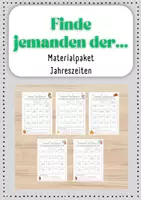 Vorschau - Arbeitsblätter - Materialpaket Jahreszeiten: Finde jemanden der... - Deckblatt