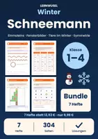 Vorschau - Arbeitsblätter - Winter Klasse 1 bis 4 Bundle | Schneemann, Einmaleins, Fensterbilder, Symmetrie - Deckblatt