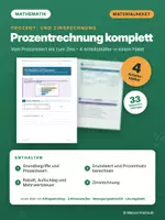 Vorschau - Arbeitsblätter - PROZENTRECHNUNG MATERIALPAKET – differenziert mit Lösungen - Deckblatt