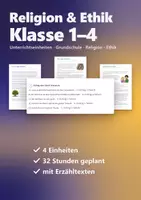 Vorschau - Stundenentwürfe - Religion und Ethik Grundschule Paket – 4 Unterrichtseinheiten: Gleichnisse und Wunder, Toleranz, Verschiedenheit, Glück und Sinn - Deckblatt
