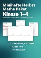 Vorschau - Arbeitsblätter - Miniheft Herbst Mathe Klasse 1 bis 4 – Paket: 4 Minihefte im A5-Format mit Lösungen | Zahlenraum 10 bis Million - Deckblatt