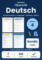 Vorschau - Arbeitsblätter - Deutsch Klasse 4 Bundle | Rechtschreibung, Satzglieder, Sachtexte, Bericht, Übertritt - Deckblatt