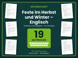 Vorschau - Arbeitsblätter - Feste im Herbst und Winter – Englisch - Deckblatt
