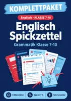 Vorschau - Arbeitsblätter - Englisch Grammatik Spickzettel Klasse 7-10 Sammlung - Deckblatt