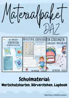 Vorschau - Stundenentwürfe - DaZ Materialpaket Schulsachen: Wortschatzkarten, Lapbook & Hörverstehen - Deckblatt