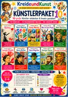 Vorschau - Stundenentwürfe - KreideundKunst – Das große Künstlerpaket 10 | 10 berühmte Künstler entdecken | Kunst Klasse 2–6 | Über 250 Seiten - qlixu - Deckblatt