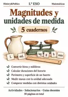 Vista previa - Hojas de trabajo - Magnitudes y unidades de medida. 5 cuadernos de 1.º ESO - Portada