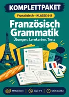 Vorschau - Arbeitsblätter - Französisch Grammatik Klasse 6-8: Übungen, Lernkarten, Tests - Deckblatt