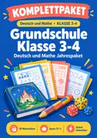 Vorschau - Arbeitsblätter - Grundschule Klasse 3-4 Deutsch und Mathe Jahrespaket - Deckblatt