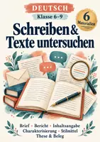 Vorschau - Arbeitsblätter - Deutsch Klasse 6–9 – Schreiben und Texte untersuchen: Textsorten, Stilmittel, These und Beleg – 6 Materialien - Deckblatt