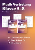 Vorschau - Stundenentwürfe - Vertretungsstunden Musik Klasse 5–8 – Paket mit 12 fertigen Stunden ohne Instrument | mit Lösungen - Deckblatt