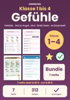 Vorschau - Arbeitsblätter - Gefühle und Streit lösen Klasse 1 bis 4 Bundle | Gefühle erkennen, Wut Angst Trauer, Mut - Deckblatt