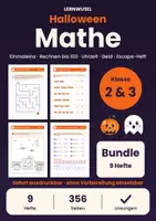 Vorschau - Arbeitsblätter - Halloween Mathe Arbeitsblätter Klasse 2 und 3 | Bundle Einmaleins, Uhrzeit, Escape-Heft - Deckblatt