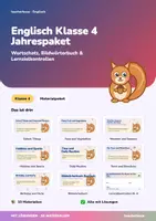 Vorschau - Unterrichtsreihen - Englisch Klasse 4 Jahrespaket | Wortschatz, Bildwörterbuch, Lernzielkontrollen | 10 Themenhefte mit Bildkarten und Spielen | Grundschule | mit Lösungen - Deckblatt