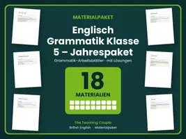 Vorschau - Arbeitsblätter - Englisch Grammatik Klasse 5 – Jahrespaket - Deckblatt