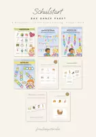 Vorschau - Mal- und Bastelvorlagen - Schulstart Komplettpaket Grundschule, 8 Materialien für den ersten Schultag - Deckblatt