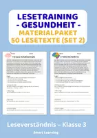 Vorschau - Stundenentwürfe - Lesetraining Gesundheit Materialpaket – Leseverständnis Klasse 3 | 5 Materialien mit Lösungen (Set 2) - Deckblatt
