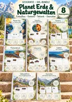 Vorschau - Unterrichtsreihen - Planet Erde & Naturgewalten – 8 große Lernwerkstätten Geografie & Erdkunde | Sonnensystem, Erdaufbau, Erdgeschichte, Gesteine, Plattentektonik, Vulkanismus, Erdbeben & Georisiken | Arbeitsblätter mit Lösungen - Deckblatt