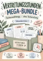 Vorschau - Stundenentwürfe - Vertretungsstunden MEGA-BUNDLE Sek I | Fächerunabhängig & ohne Vorbereitung | Sofort einsetzbar - Deckblatt