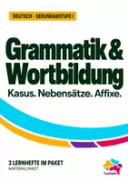 Vorschau - Stundenentwürfe - Grammatik und Wortbildung | 3 Lernhefte zu Kasus, Nebensätzen und Affixen | Deutsch Sek I - Deckblatt