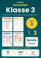 Vorschau - Arbeitsblätter - Klasse 3 Start Bundle | Mathe, Deutsch, Sachunterricht, Englisch, Kunst - Deckblatt