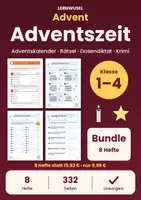 Vorschau - Arbeitsblätter - Advent Klasse 1 bis 4 Bundle | Adventskalender, Rätselheft, Dosendiktat, Krimi, Kerzen - Deckblatt
