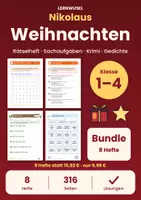 Vorschau - Arbeitsblätter - Nikolaus Weihnachten Klasse 1 bis 4 Bundle | Rätselheft, Sachaufgaben, Krimi, Gedichte - Deckblatt