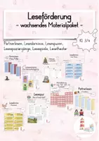 Vorschau - Stationenlernen - Partnerlesen/Lesespiele Leseförderung wachsendes Materialpaket (Kl. 3/4) - Deckblatt