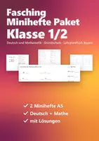 Vorschau - Arbeitsblätter - Fasching Minihefte Paket Klasse 1/2 – Karneval Deutsch und Mathe, 2 Übungshefte A5 mit Lösungen - Deckblatt
