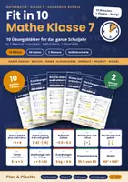 Vorschau - Arbeitsblätter - Mathe Klasse 7 Bundle – 10 differenzierte Übungsblätter (2 Niveaus) mit Lösungen: ganze Zahlen, rationale Zahlen, Brüche, Terme, Gleichungen, Dreisatz, Prozent, Winkel | Fit in 10 Mathe - Deckblatt